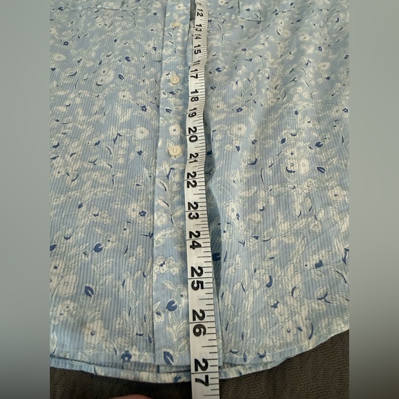 Lauren Ralph Lauren blue floral boho prairie pleated small cotton blouse top - Picture 7 of 10